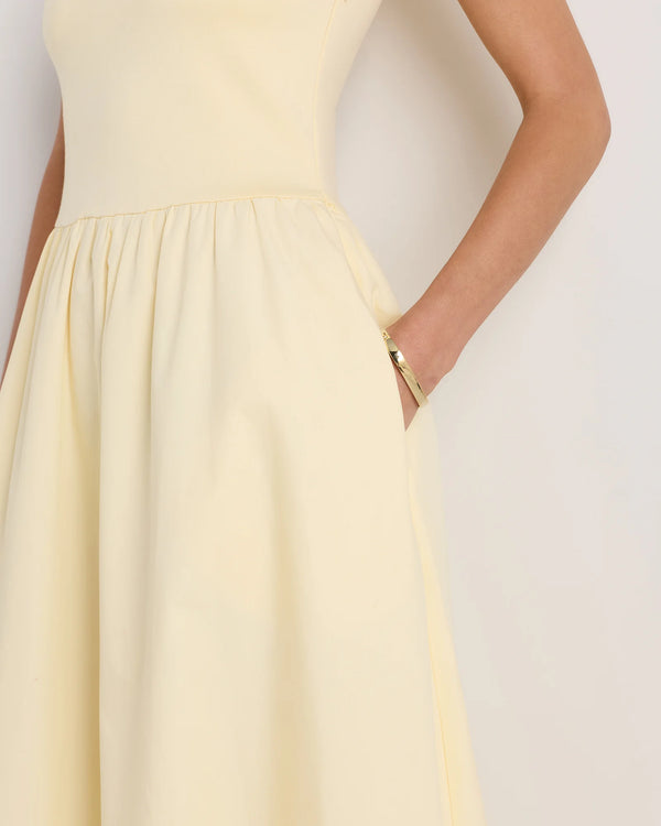 Cotton Mixed Media Tank Dress - XS / Pale Custard Yellow