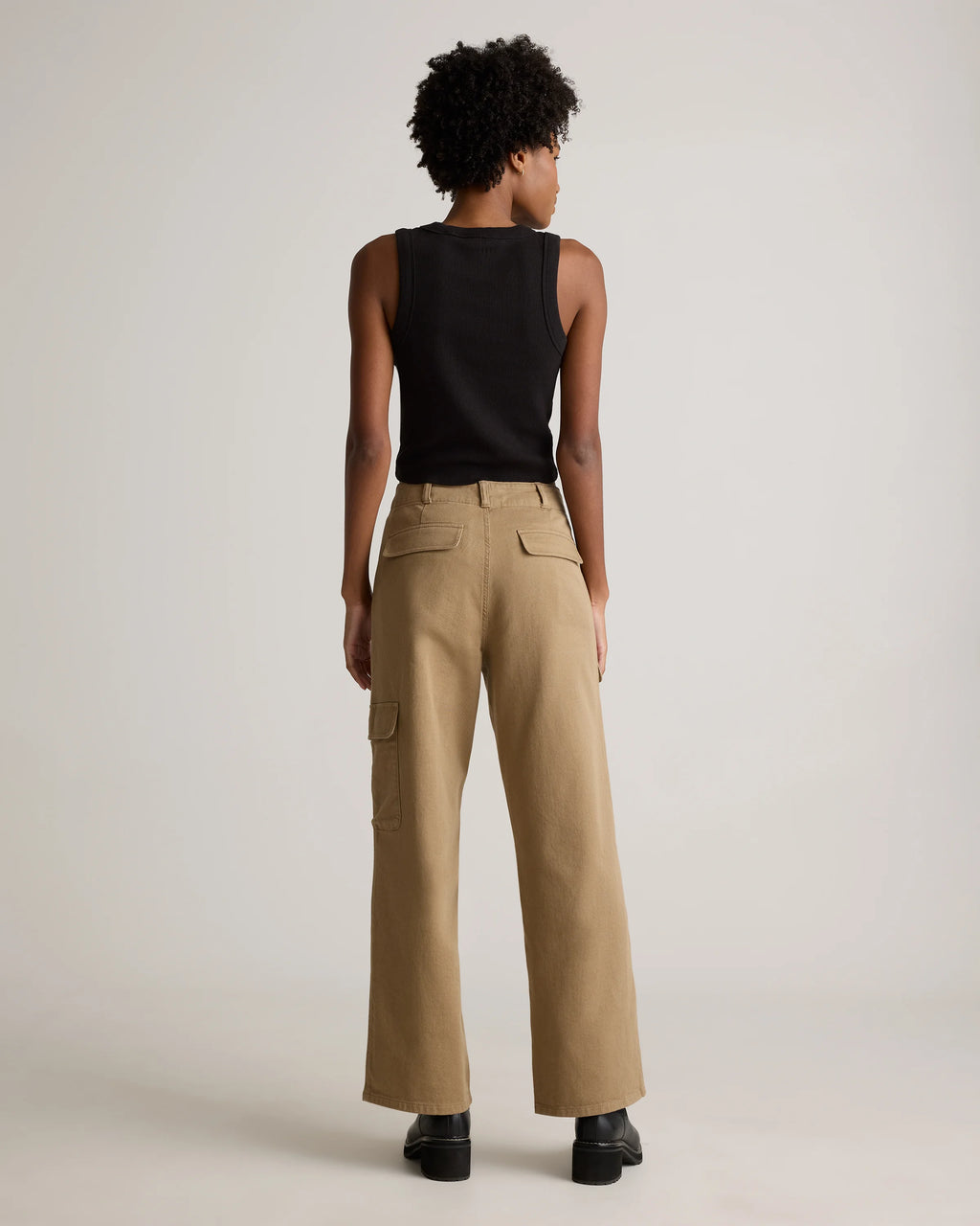 Organic Stretch Cotton Twill Cargo Pants - 0 / Light Khaki