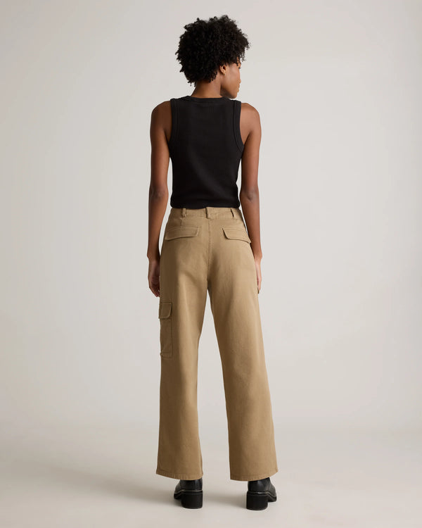 Organic Stretch Cotton Twill Cargo Pants - 0 / Light Khaki