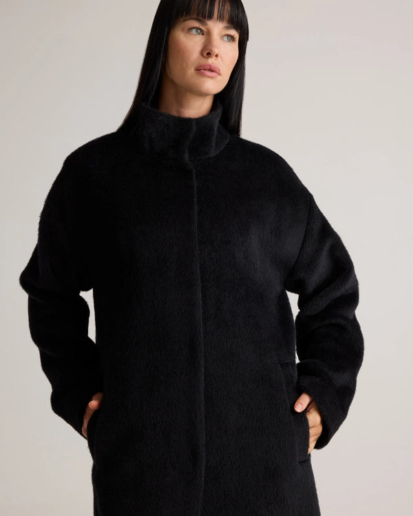 Alpaca-Wool Stand Collar Coat - XS / Rustic Brown