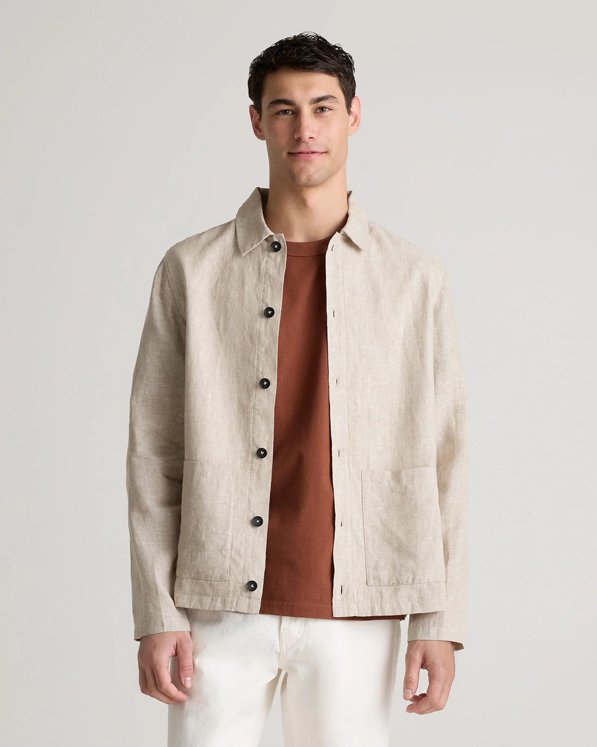 100% European Linen Chore Jacket - S / Flax Main image