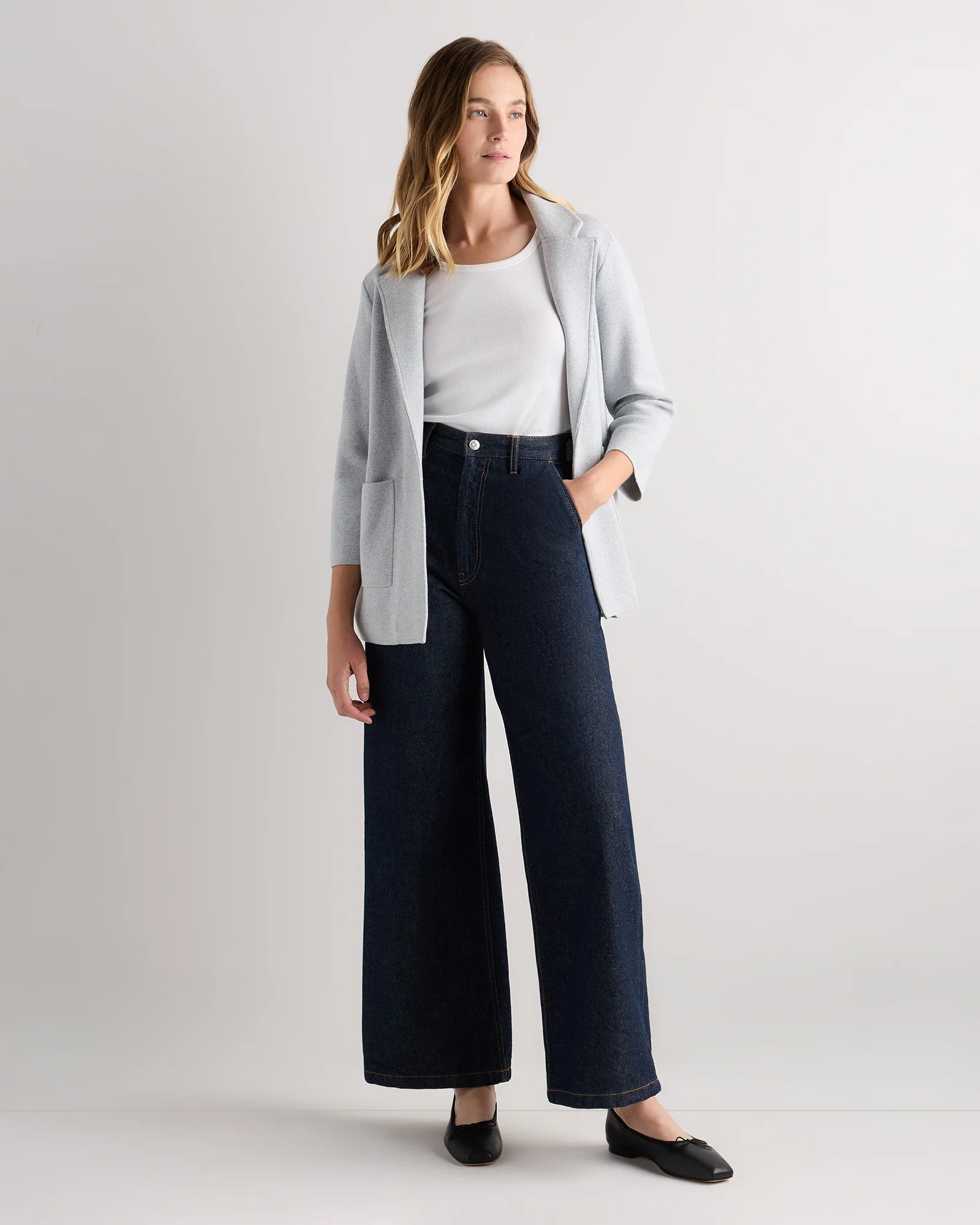 100% Organic Cotton Knit Blazer - XS / Heather Dove Grey Secondary image