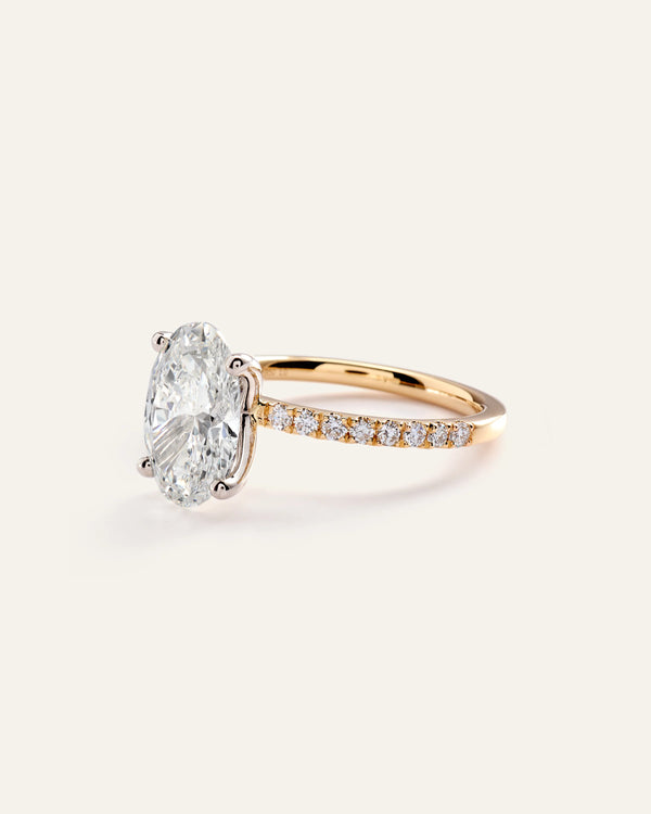 Lab Grown Diamond Oval Petite Pave Engagement Ring - 3ct - 4 / Yellow Gold