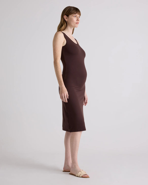 Recycled Knit Maternity Tank Midi Dress - XS / Chocolate