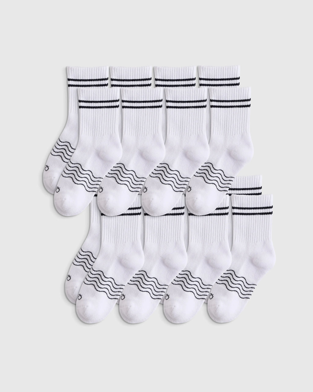 Kids Organic Cotton Quarter Crew Socks 8-Pack - S / White