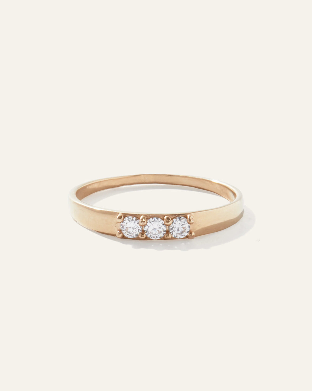 14K Gold Diamond Three Stone Tapered Band - 4 / Yellow Gold Main image