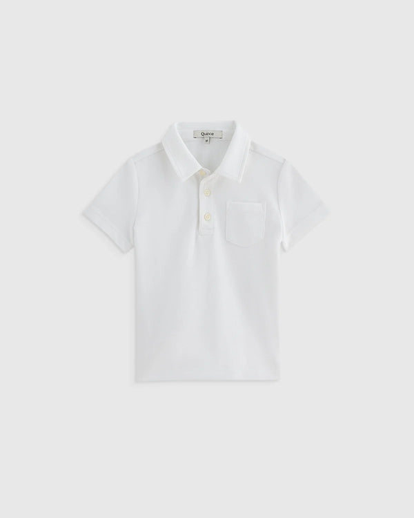 Organic Cotton Short Sleeve Pique Polo - 2T / White