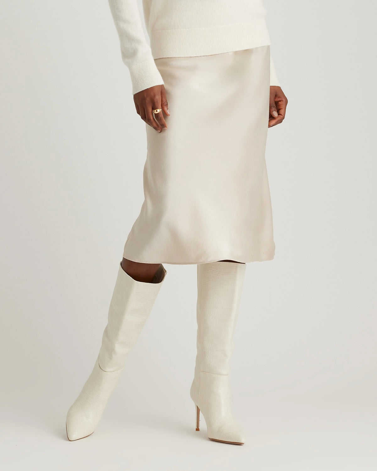 100% Washable Silk Skirt - XS / Champagne Main image