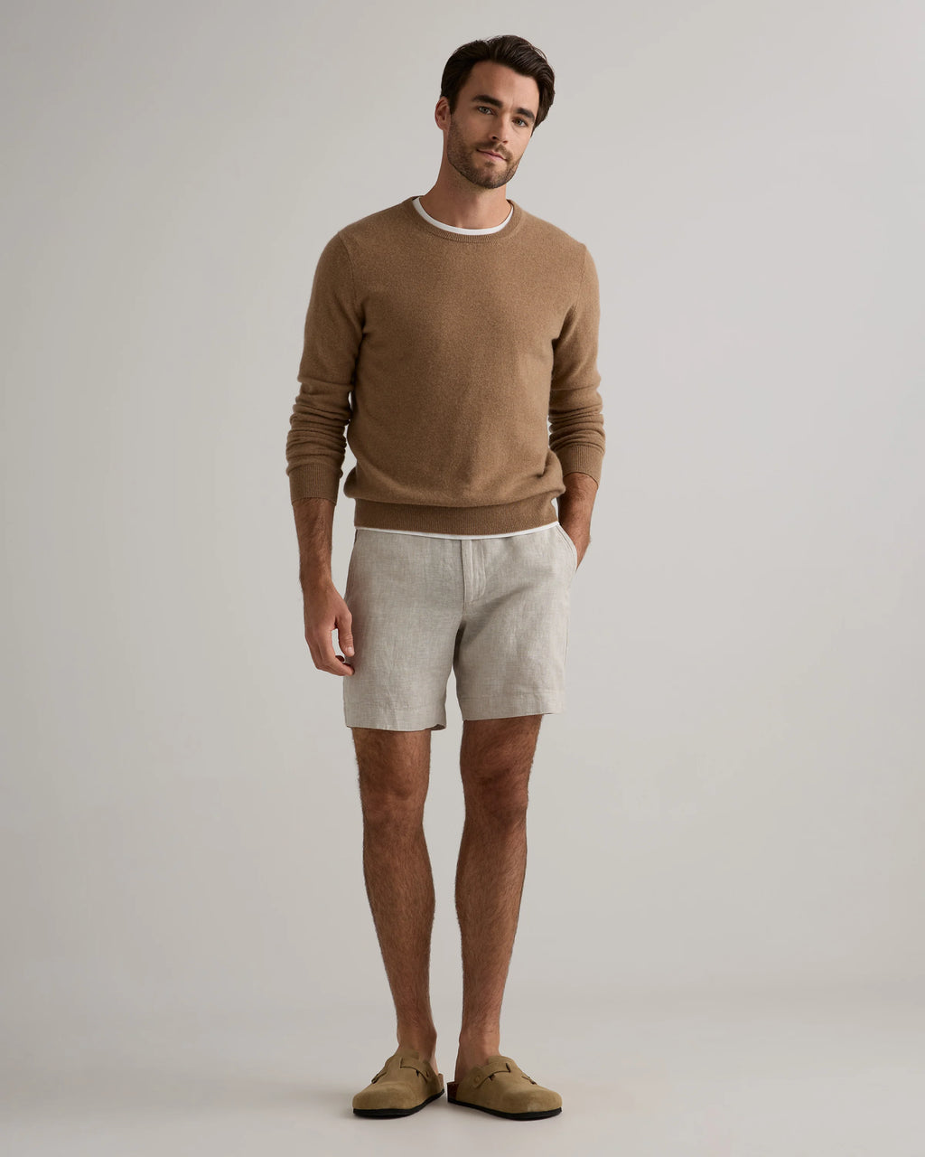 100% European Linen Trouser Shorts - 7" - S / Bayberry Olive