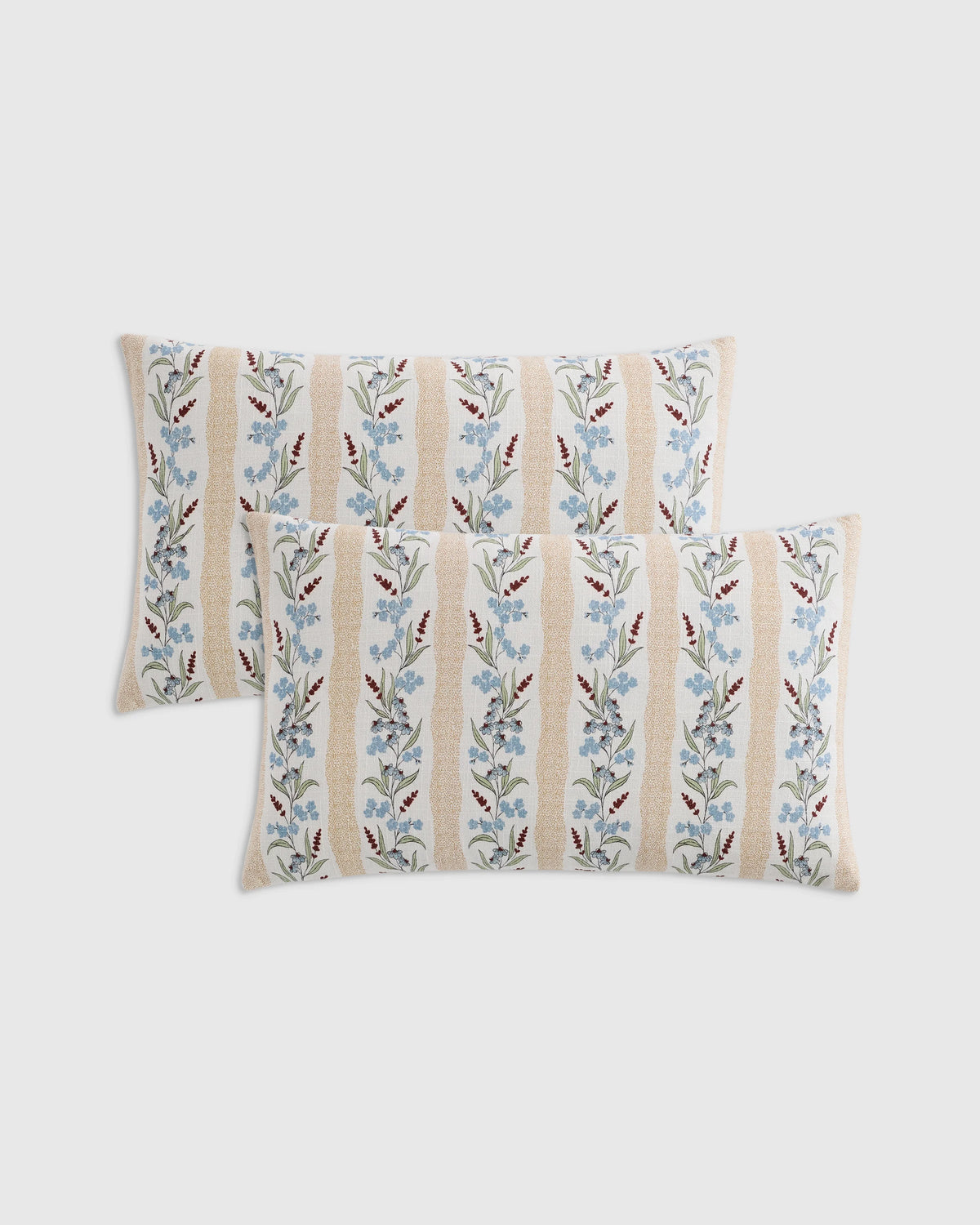 Wildflower Cotton Pillow Cover (Set of 2) - 12x20 / Tan Stripe Main image