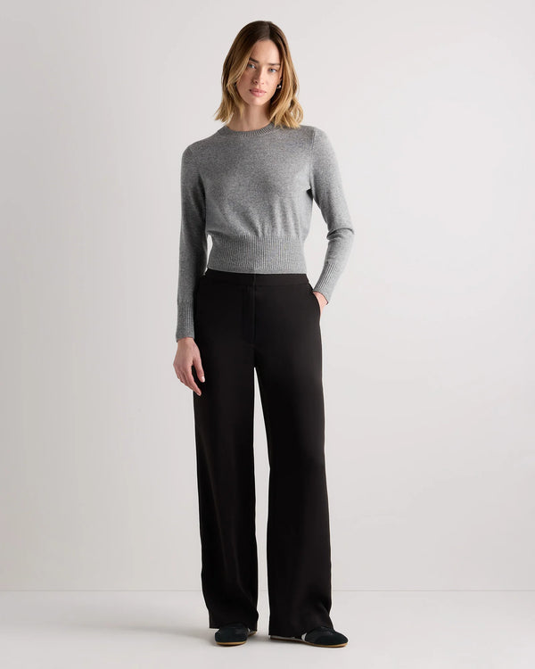 Mongolian Cashmere Shrunken Crewneck Sweater - XS / Ivory