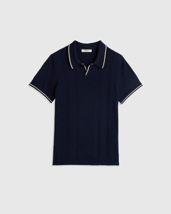 Boys 100% Organic Cotton Short Sleeve Sweater Polo - 6 / Navy
