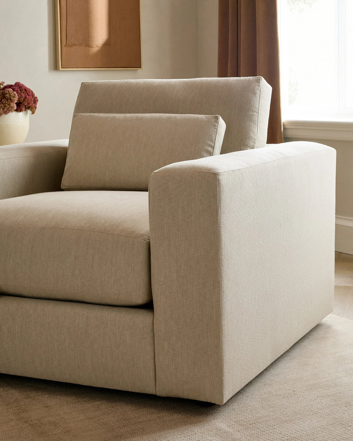 Ashford Deep Seat Chair and a Half in Performance Velvet - 46" / Caramel