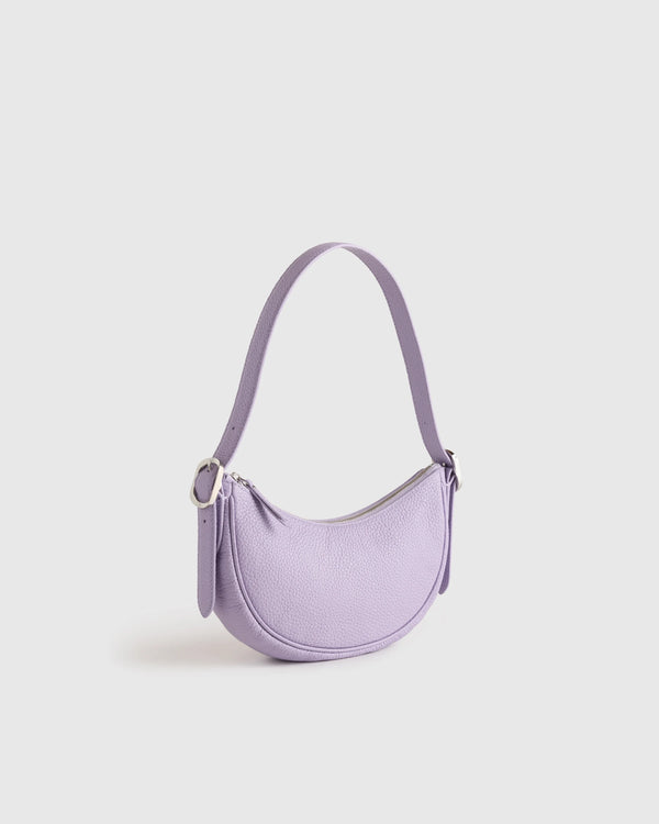 Italian Leather Mini Crescent Shoulder Bag - One Size / Espresso Brown