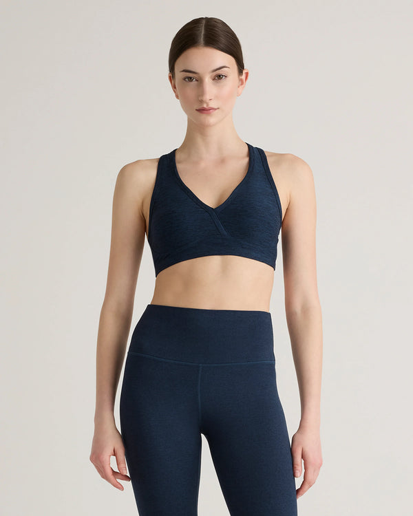 Ultra-Soft V-Neck Racerback Bra - XS / Heather Black