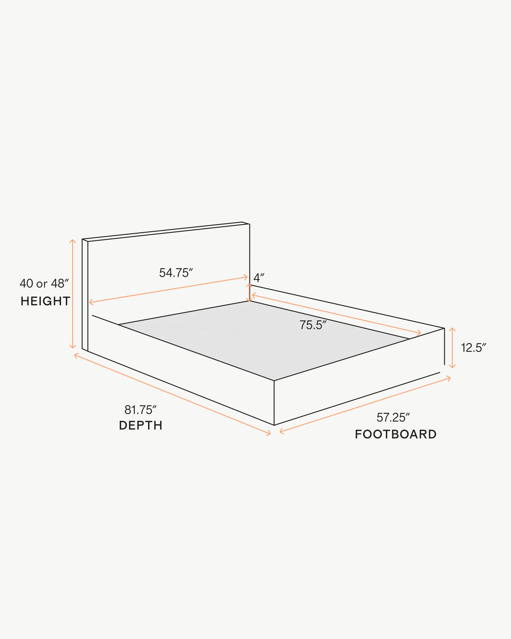 Square Bed in Performance Velvet - Full / Butterscotch