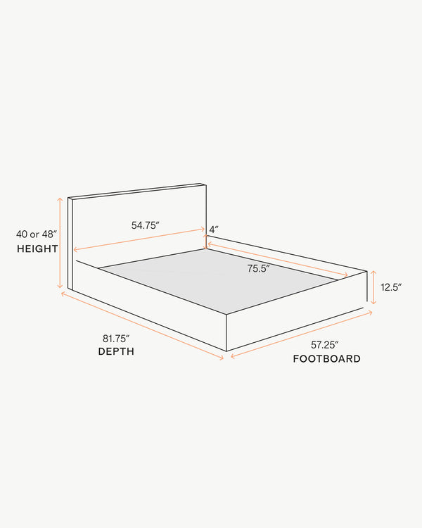 Square Bed in Performance Velvet - Full / Butterscotch