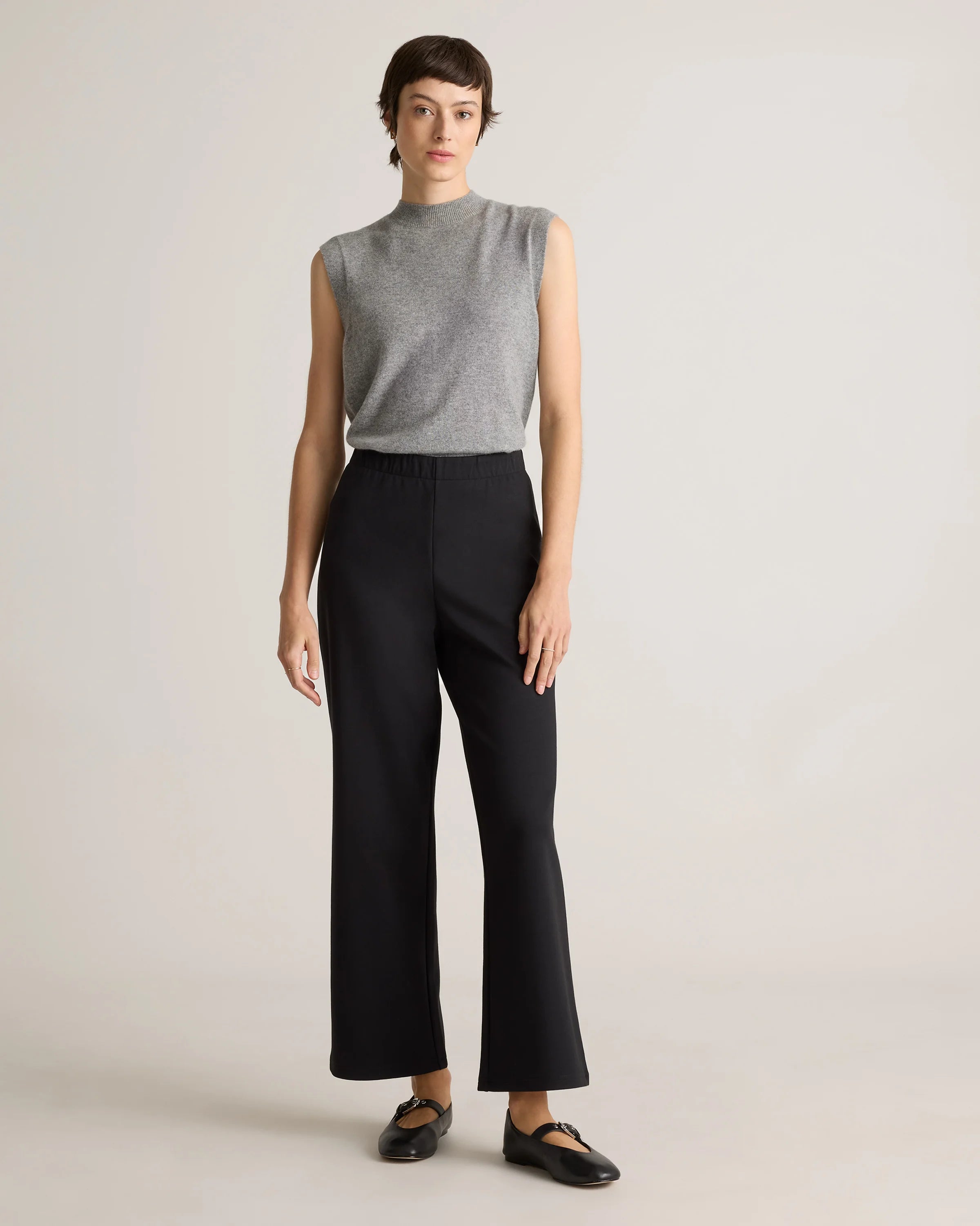 Organic Cotton Double Knit Wide Leg Pants - XS / Bold Black Secondary image