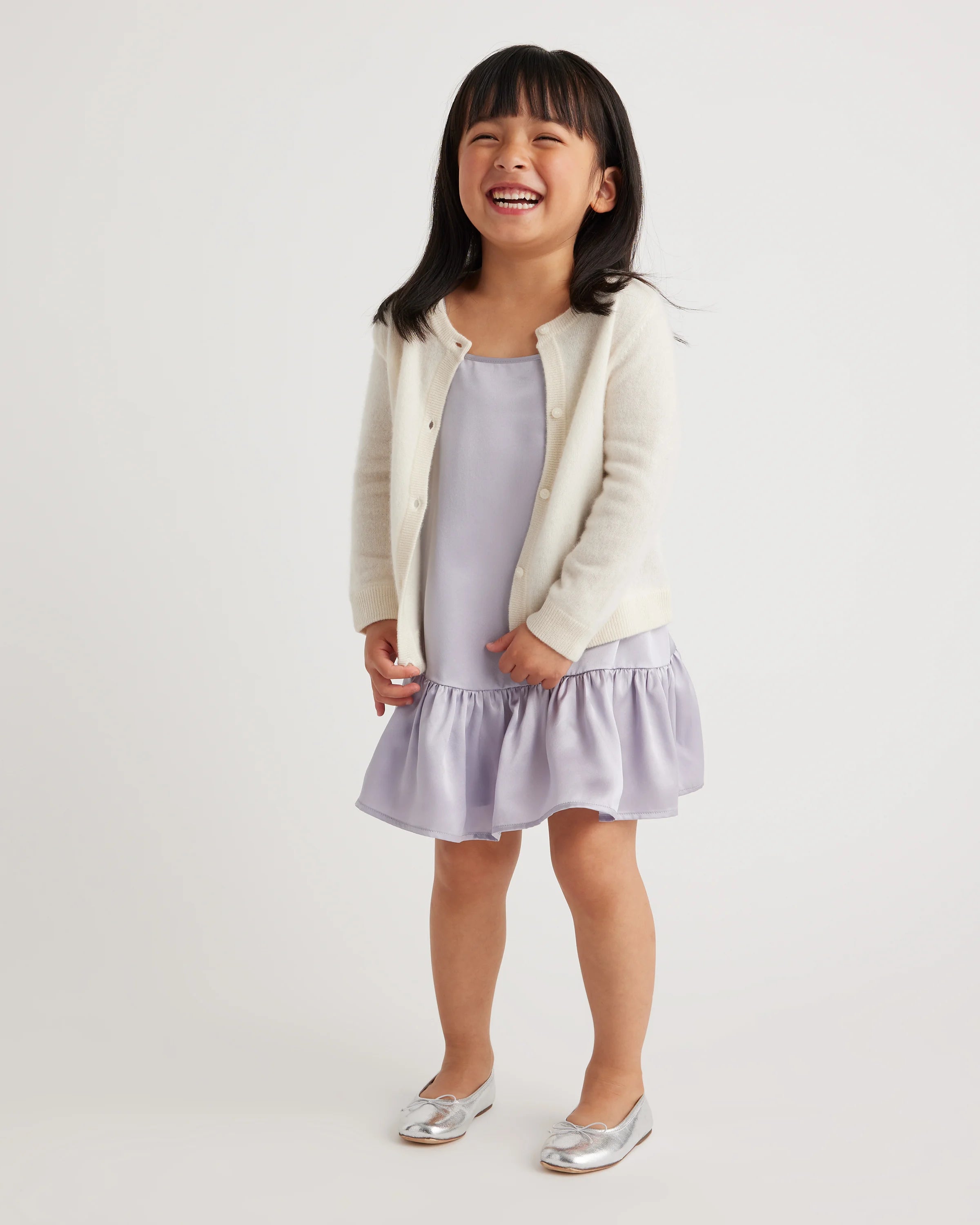 100% Washable Silk Dress - 2T / Grey Lilac Secondary image