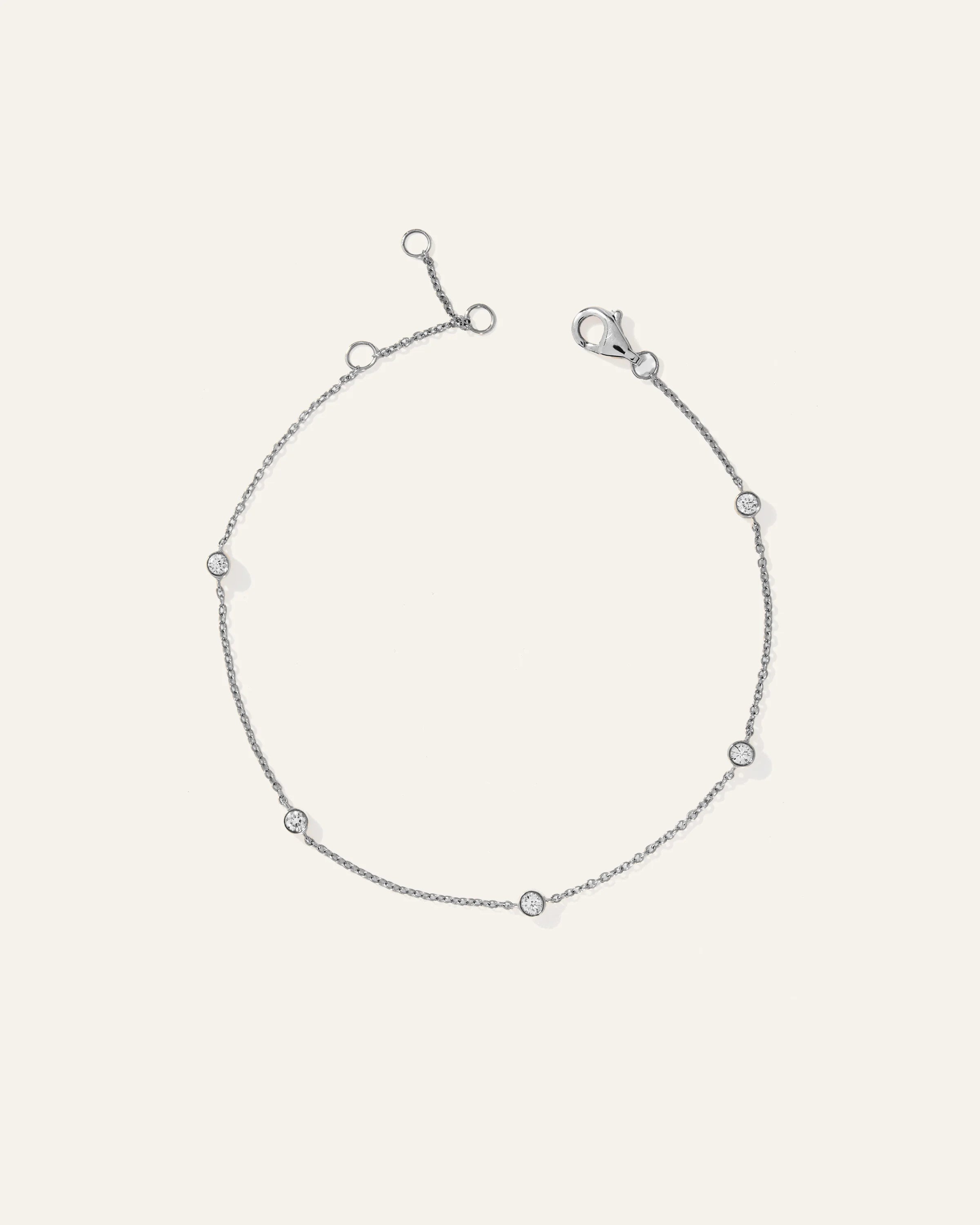 14K Gold Diamond Bezel Station Bracelet - One Size / White Gold Secondary image