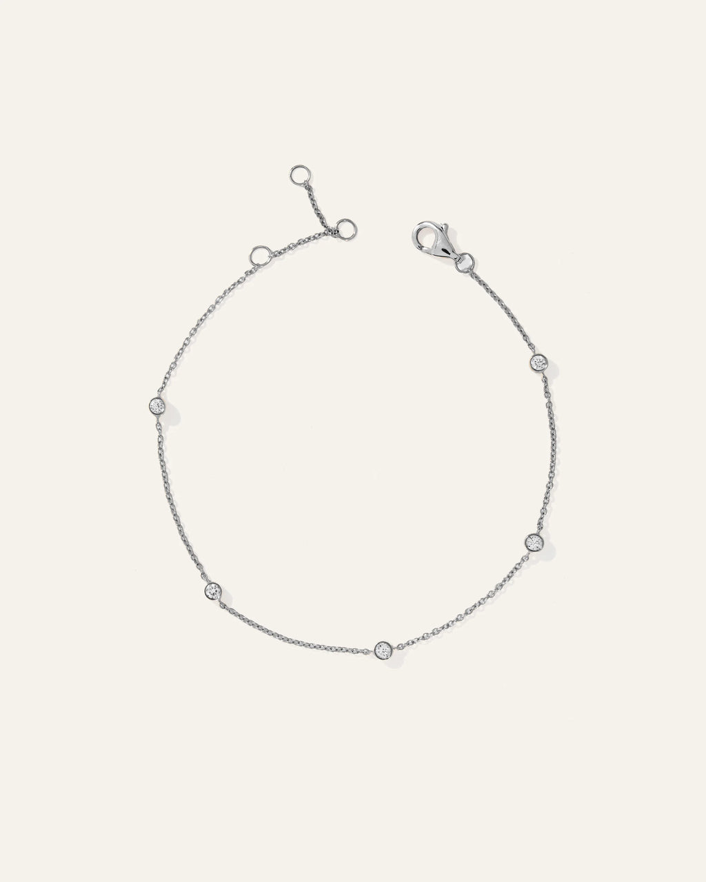 14K Gold Diamond Bezel Station Bracelet - One Size / White Gold