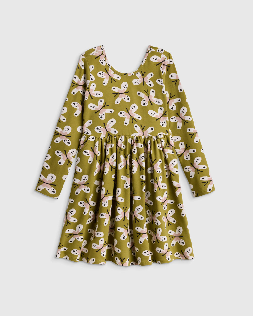 Organic Cotton Long Sleeve Skater Dress - 6 / Red Poppy Garden