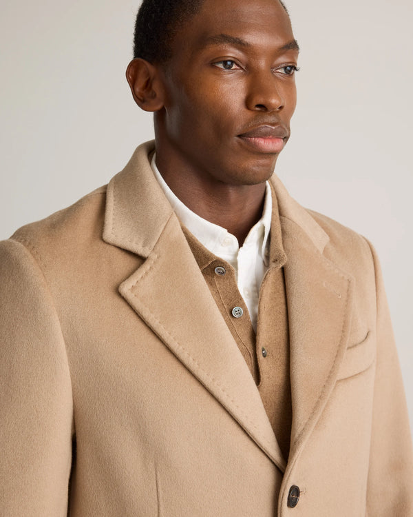 100% Mongolian Cashmere Double-Faced Overcoat - S / Heather Graphite