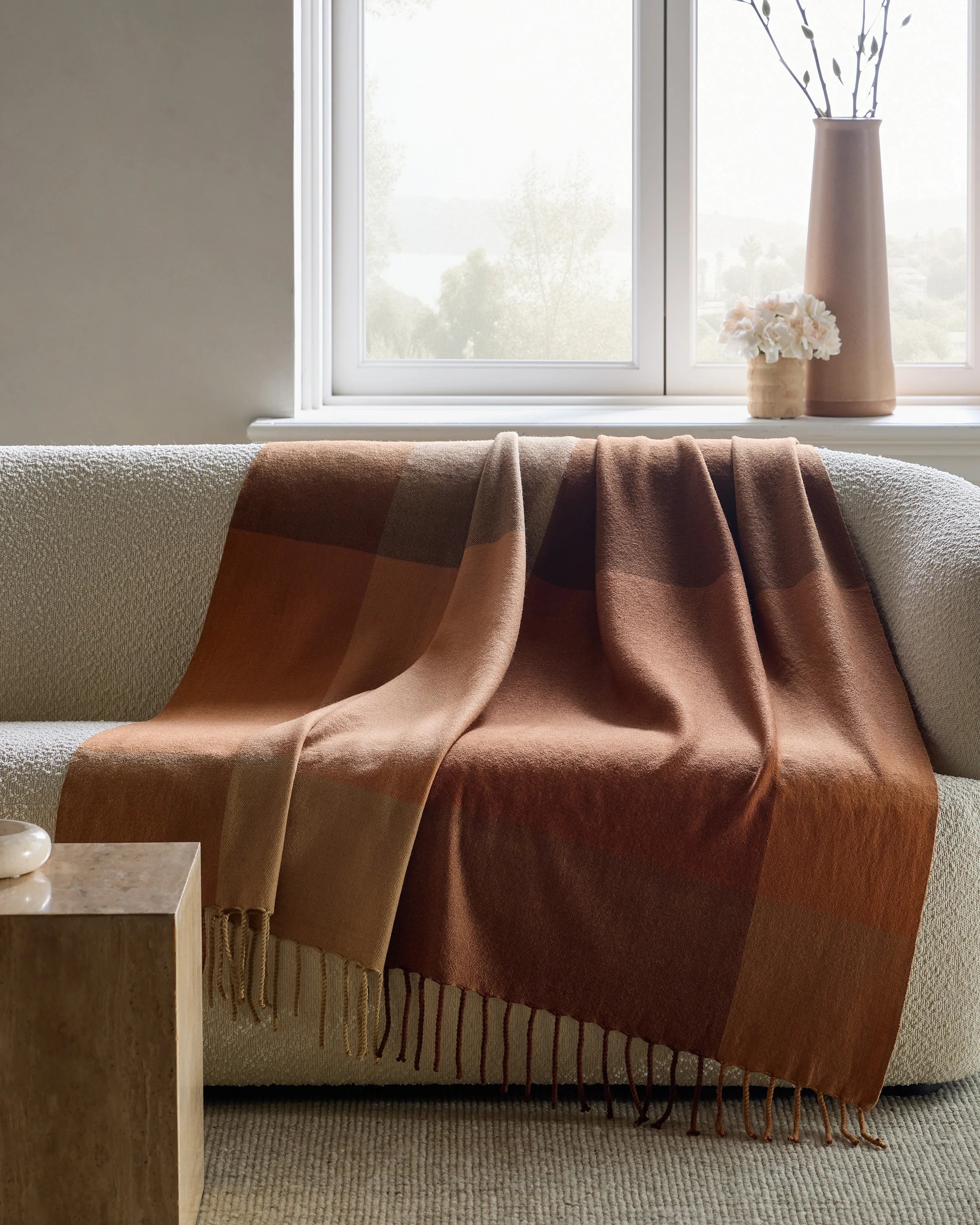 Lambswool Throw Blanket - 50x70 / Brown/Amber Plaid Secondary image