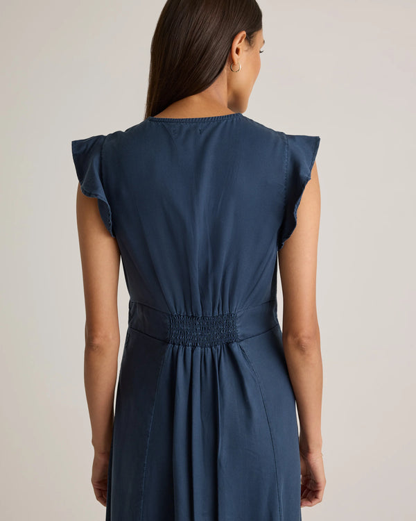Vintage Wash Tencel Button Front Midi Dress - XS / Olive