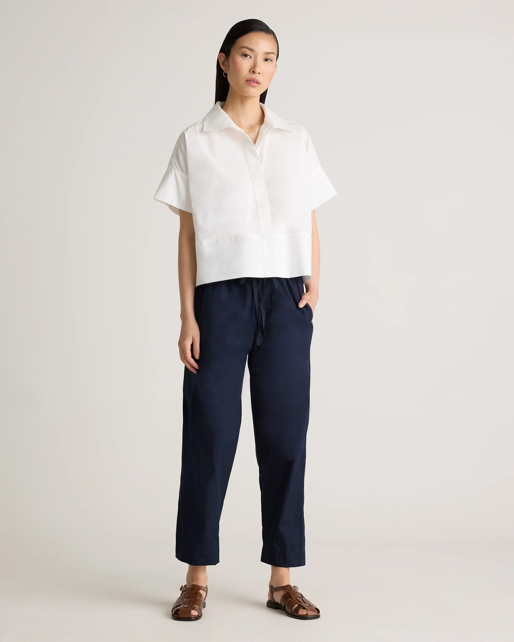 100% Organic Cotton Poplin Pull-On Pants - XS / Garden Green
