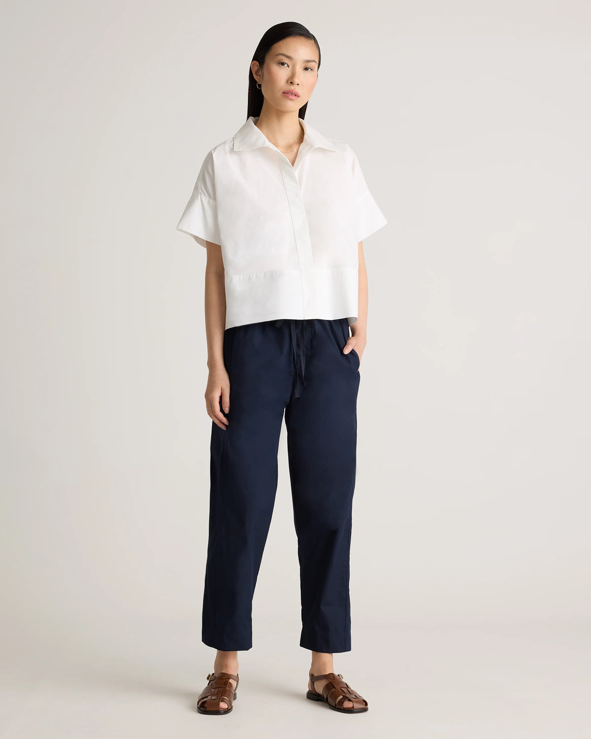 100% Organic Cotton Poplin Pull-On Pants - XS / Garden Green
