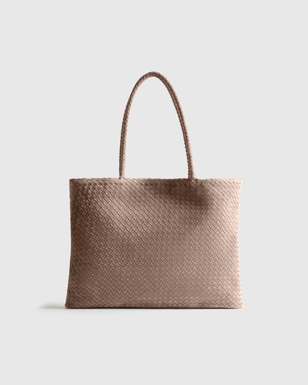 Siena Suede Handwoven Tote - One Size / Pebble