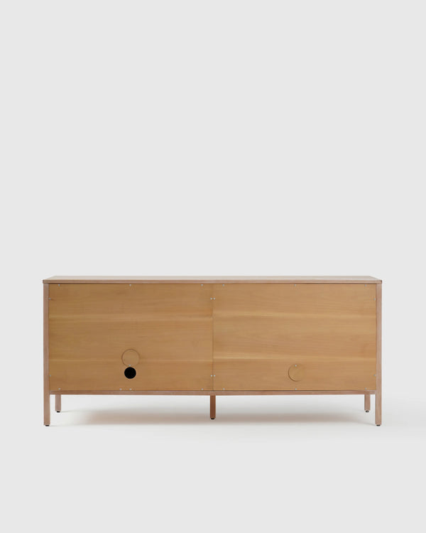Solid Wood and Natural Rattan Sideboard - One Size / Natural