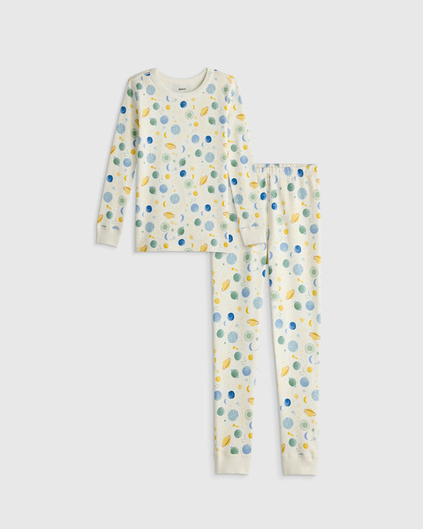 100% Organic Cotton Long Sleeve and Pant Pajama Set - 2T / Navy Stripe