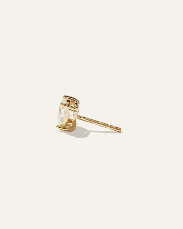 14K Gold Lab Grown Diamond Oval Solitaire Studs - 2ctw - One Size / Yellow Gold