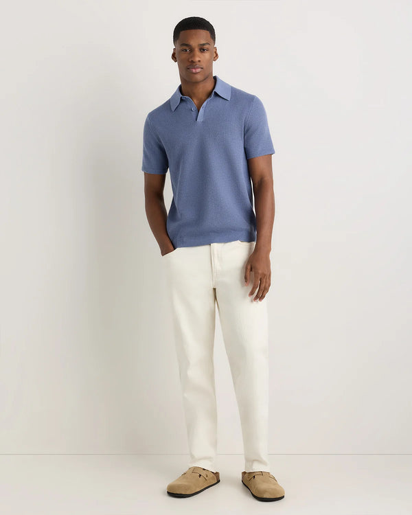 100% Organic Cotton Mesh-Stitch Sweater Polo - XS / Charcoal