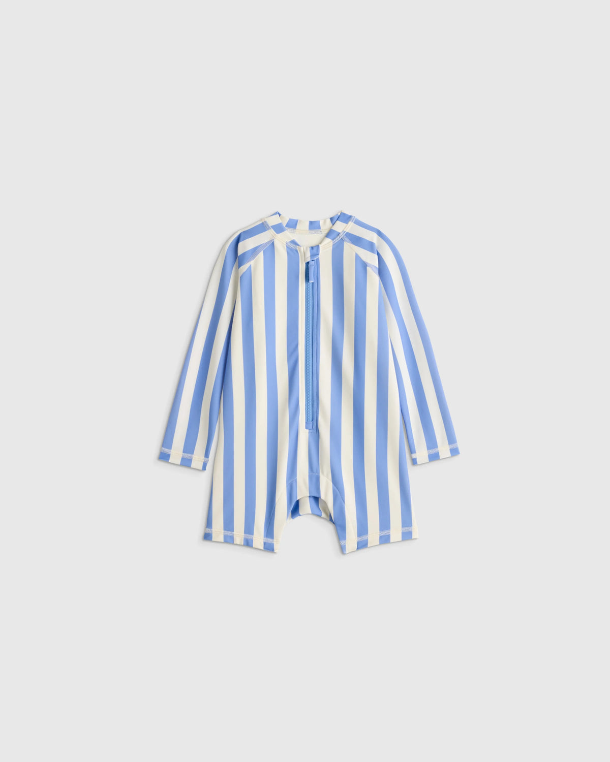 Long Sleeve Zip-Up Rash Guard One-Piece - 2T / Peri Beach Stripe Main image