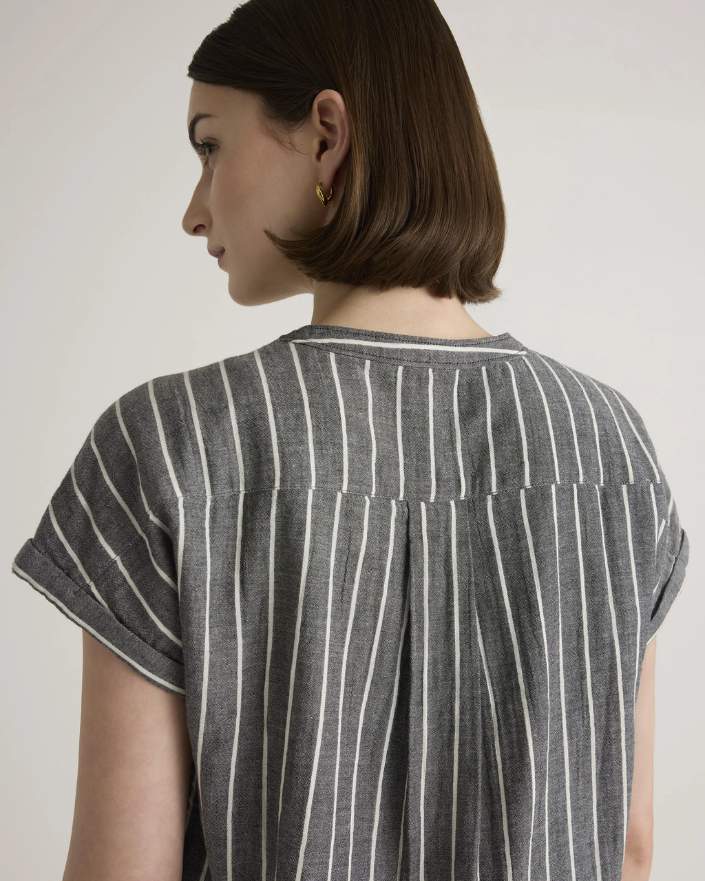 100% Organic Cotton Gauze Roll Sleeve Shirt - XS / Spiced Orange