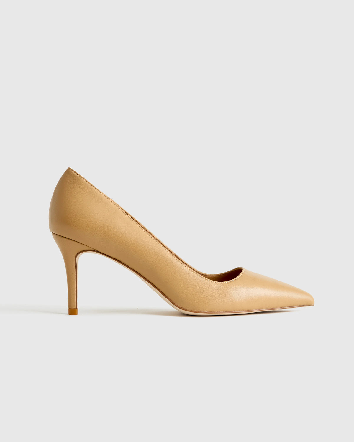 Italian Leather 75mm Pointy Toe Pump - 5 / Cashew Main image