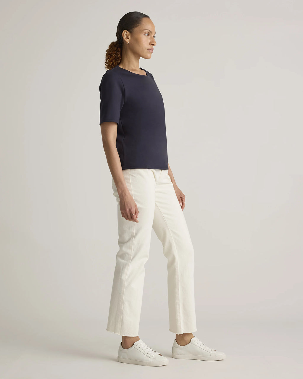 Ultra-Stretch Ponte Short Sleeve Top - XS / Black