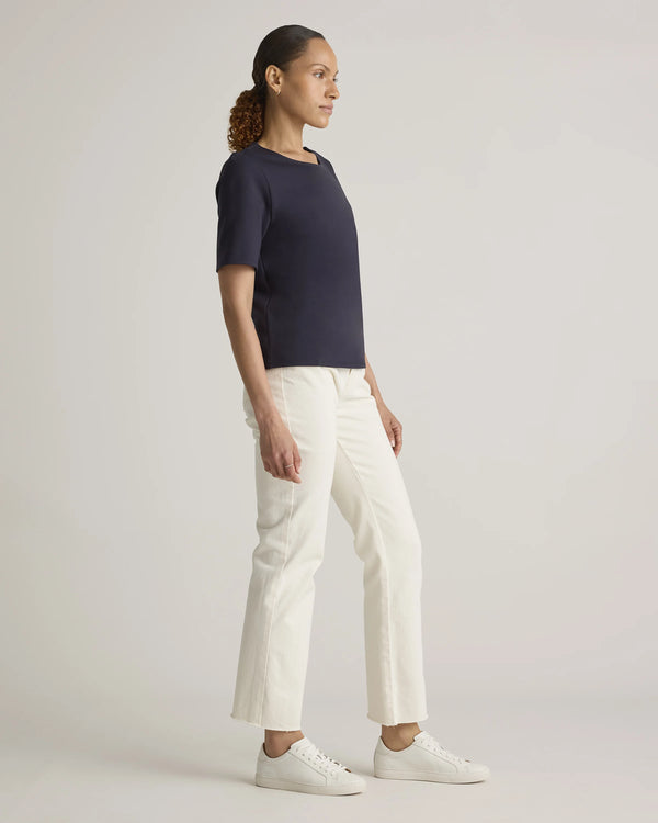 Ultra-Stretch Ponte Short Sleeve Top - XS / Black