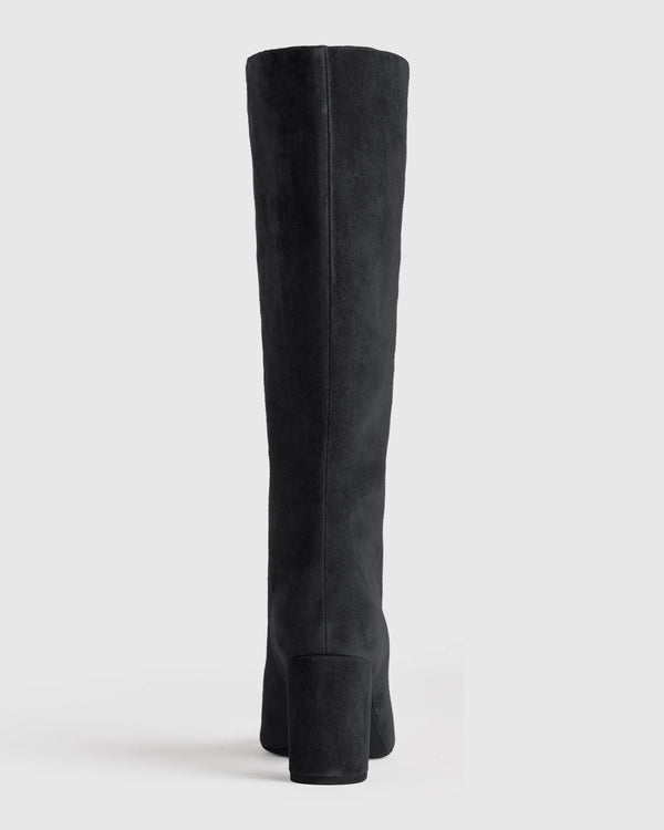Italian Suede Block Heel Boots - 5 / Espresso Brown