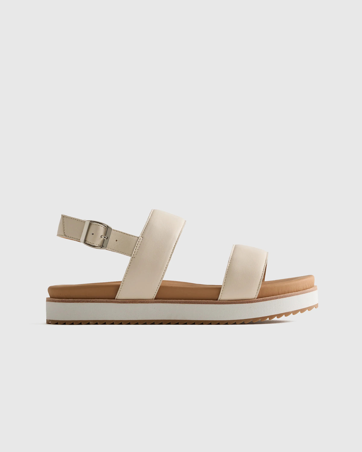 Italian Leather Platform Sandal - 5 / Bone Main image