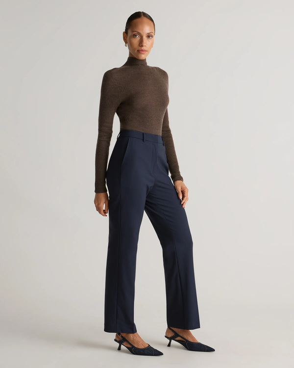 Italian Wool Straight Leg Pants - 0 / Black