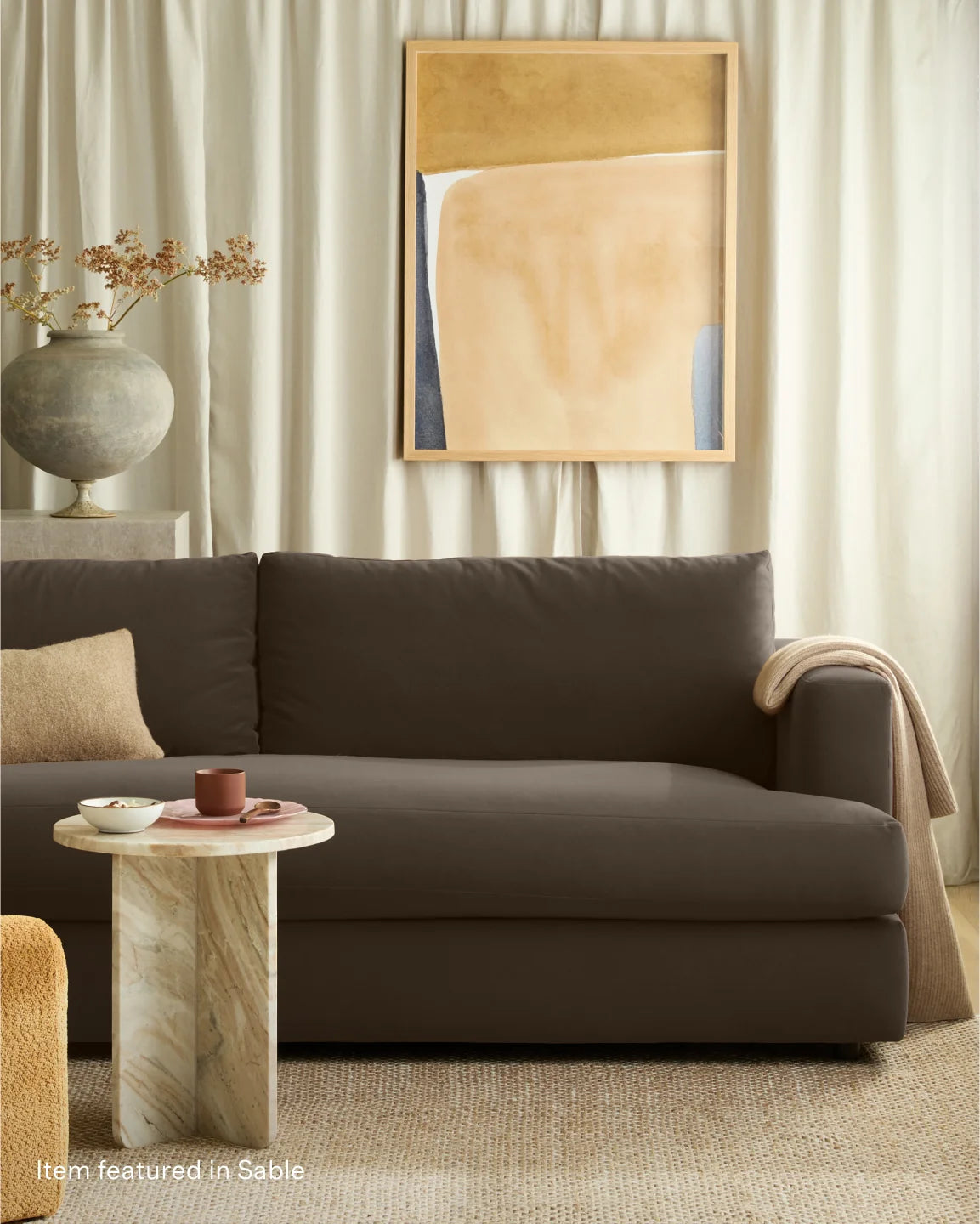 Sierra Curved Arm Sofa in Performance Velvet - 7ft / Sable Secondary image