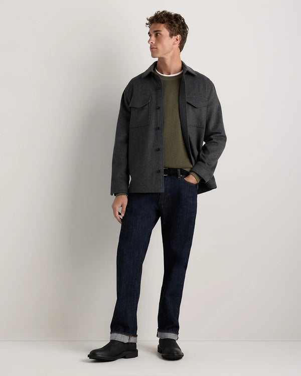Organic Cotton Cashmere Waffle Crewneck Sweater - S / Bayberry Olive