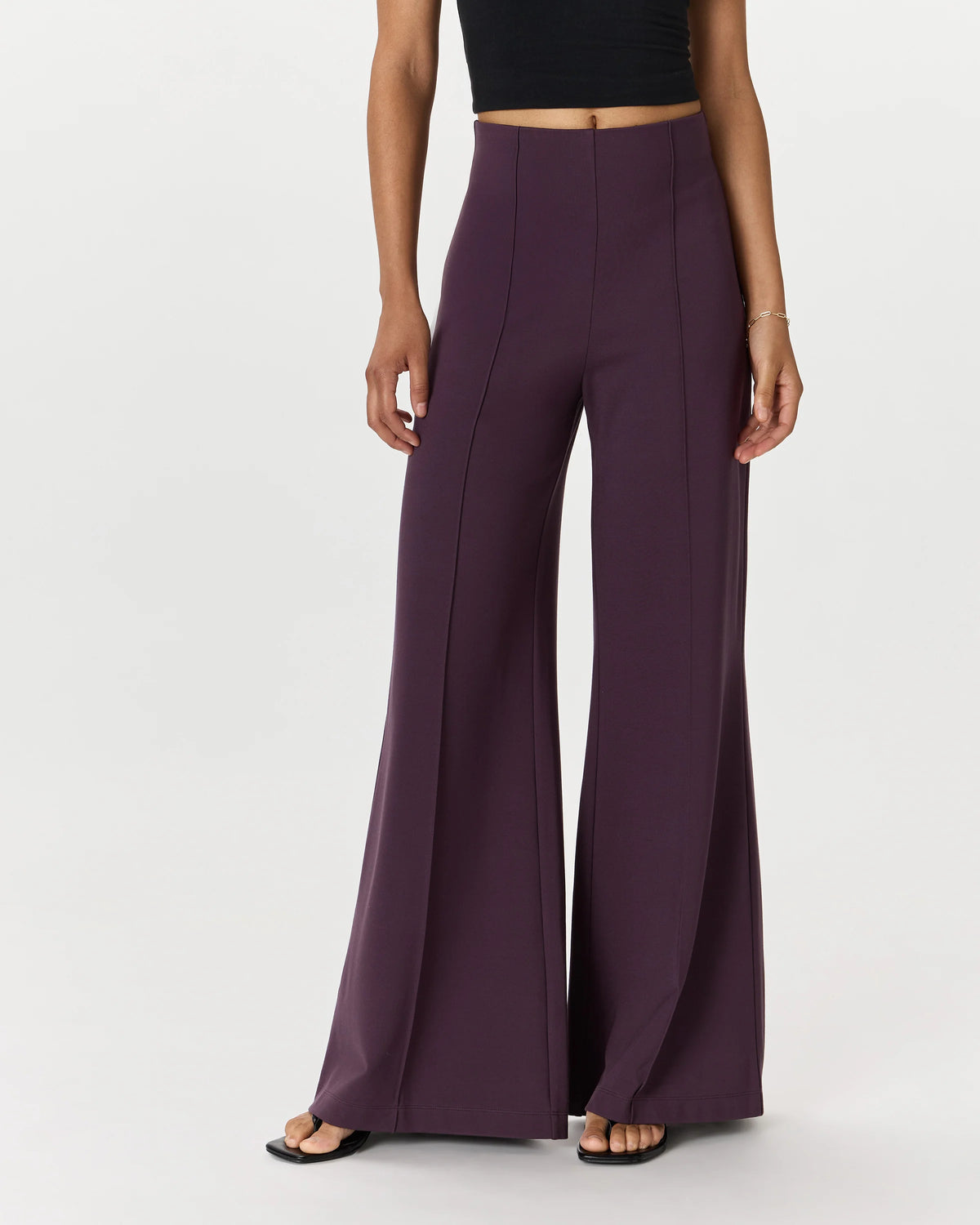 Ultra-Stretch Ponte Super Wide Leg Pants - XS / Black