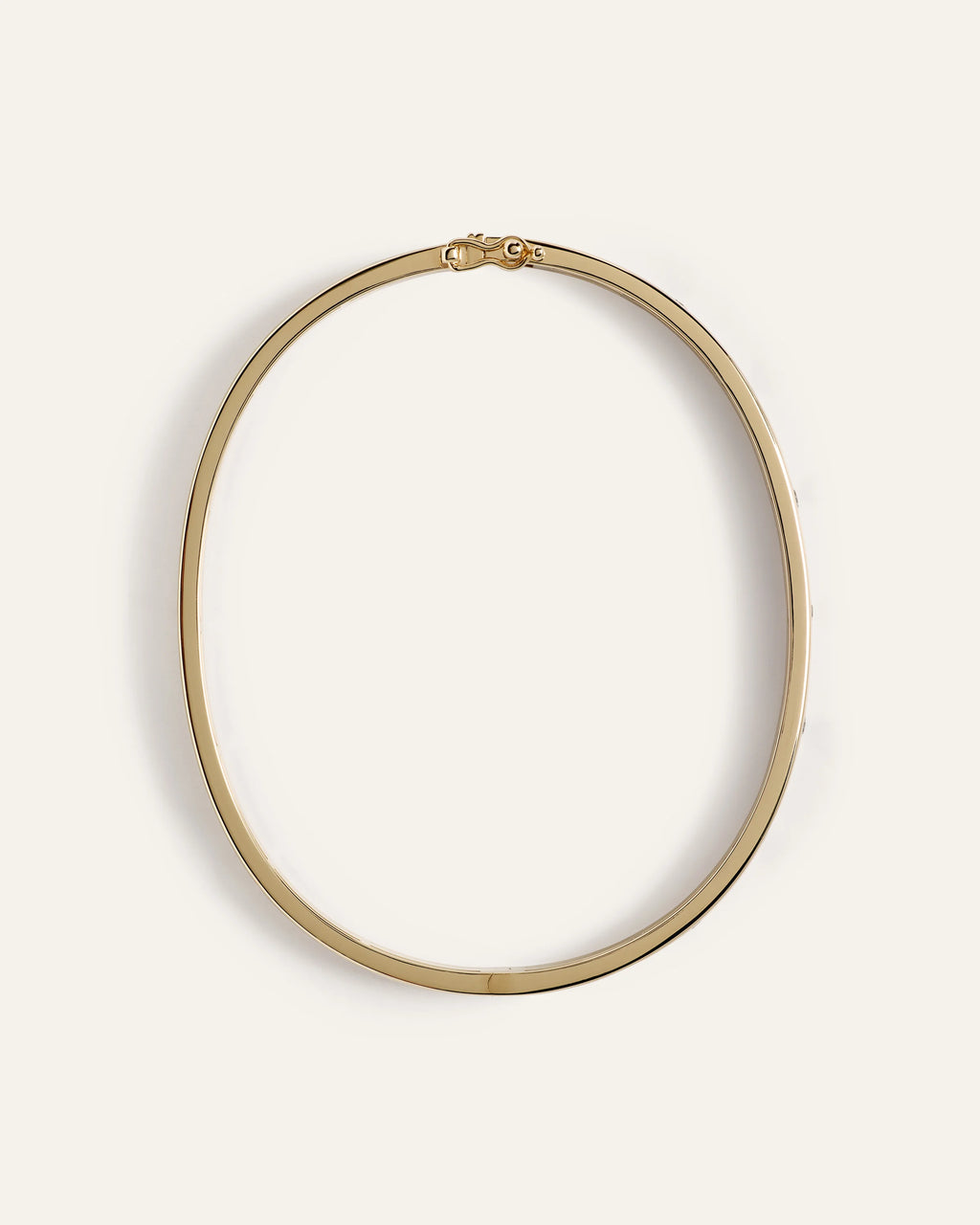 14K Gold Natural Diamond Inlay Bangle - Small / Yellow Gold