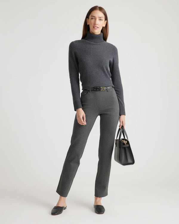 Ultra-Stretch Ponte Straight Leg 4-Pocket Pants - XS / Black