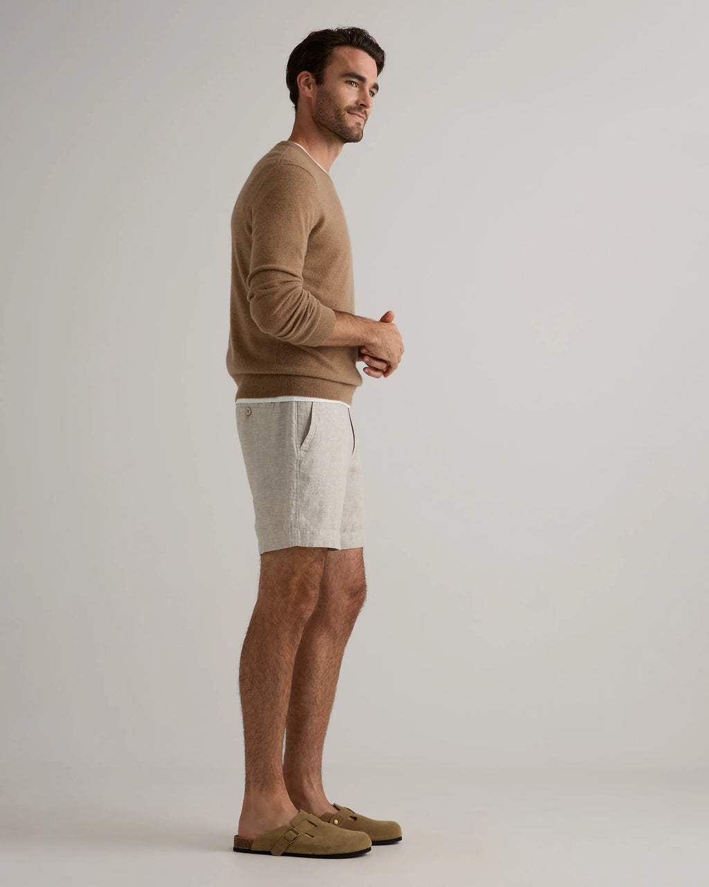 100% European Linen Trouser Shorts - 7" - S / Bayberry Olive